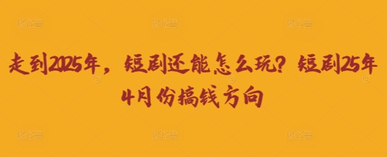 走到2025年，短剧还能怎么玩？短剧25年4月份搞钱方向-岩生的高级资料库