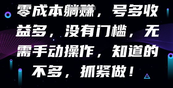 零成本全自动，号多收益多，没有门槛，无需手动-岩生的高级资料库