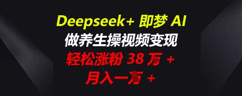 Deepseek+即梦AI,做养生操视频变现,轻松涨粉38W+,月入一W+-岩生的高级资料库