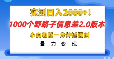 2025抖音1000个野路子信息差最新玩法，一分钟过原创，暴力变现月入几k-岩生的高级资料库