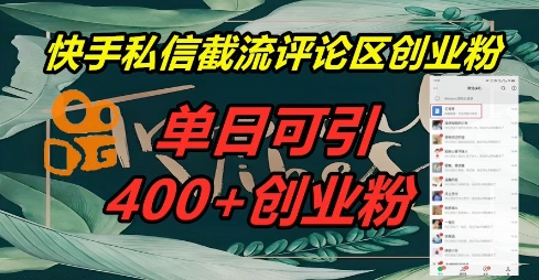 快手私信截流创业粉，一天引流400+-岩生的高级资料库