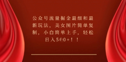 公众号流量掘金最细和最新玩法,美女图片简单复制,小白简单上手-岩生的高级资料库