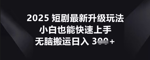 2025短剧最新升级玩法，小白也能快速上手，无脑搬运日入3张-岩生的高级资料库