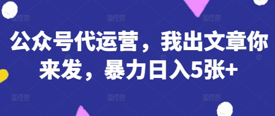 公众号代运营,我出文章你来发,暴力日入5张+【揭秘】-岩生的高级资料库