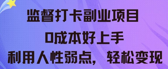 监督打卡副业新玩法,0成本好上手,利用人性的弱点轻松变现-岩生的高级资料库