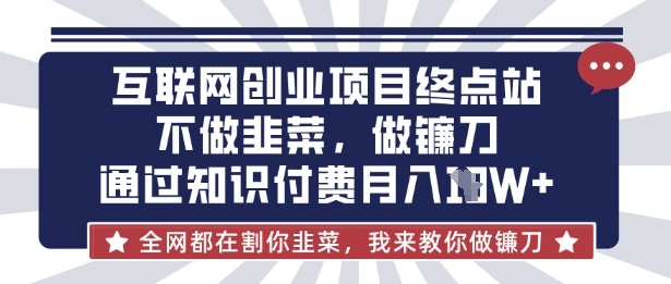 互联网创业尽头-不做韭菜，做镰刀，通过知识付费月入10个【揭秘】-岩生的高级资料库