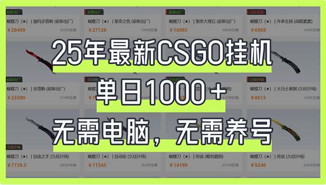 （14178期）25年最新CSGO挂机系统，单日1000+，无需电脑，无需养号，0基础可上手-岩生的高级资料库