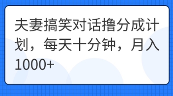 夫妻搞笑对话撸分成计划，每天十分钟，月入1000+-岩生的高级资料库