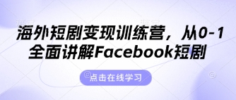 海外短剧变现训练营，从0-1全面讲解Facebook短剧-岩生的高级资料库