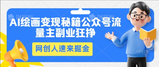 AI绘画变现秘籍:公众号流量主副业狂挣,网创人速来掘金-岩生的高级资料库