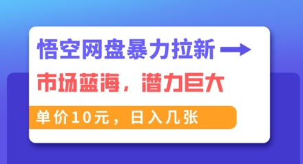 悟空网盘暴力拉新：一单10元，市场空白，日入几张-岩生的高级资料库