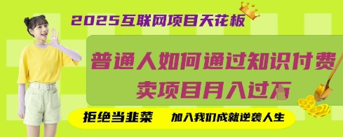2025互联网项目天花板，普通人如何通过知识付费卖项目月入过W，拒绝当韭菜【揭秘】-岩生的高级资料库