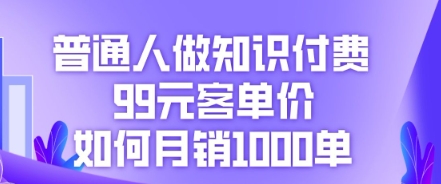 普通人做知识付费，99元客单价如何月销1000单-岩生的高级资料库