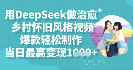 用DeepSeek做治愈乡村怀旧风格视频,爆款轻松制作,当日最高变现多张-岩生的高级资料库